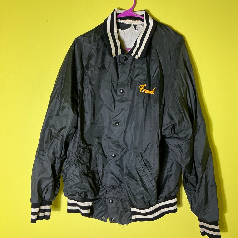 Vintage Black and White Varsity Bomber Jacket